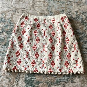 Maeve Embroidered A-Line Skirt with Tassels